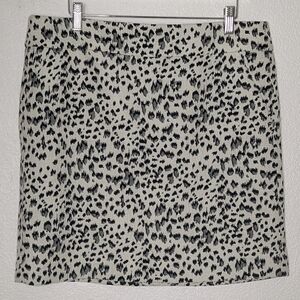 Loft Mini Skirt Cheetah Print Off White/Grey/Black‎ Lined Women's L NWT